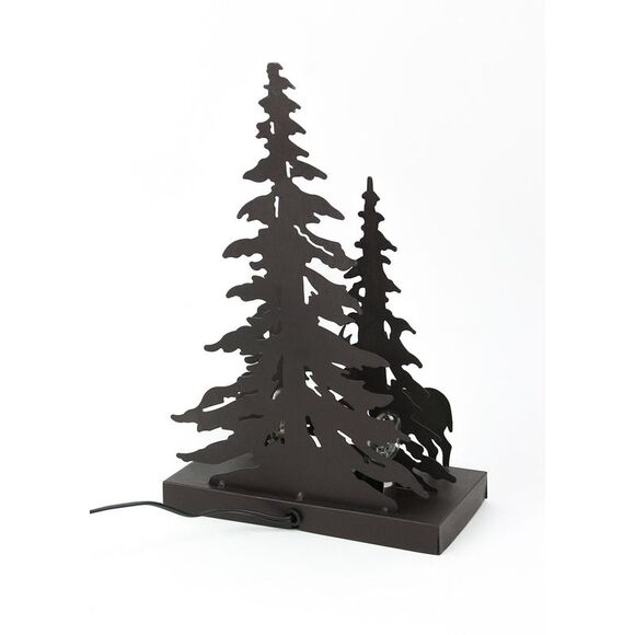 Rustic Brown Finished Metal Solo Buck Deer in Forest Silhouette Ambient Light - Picture 4 of 6